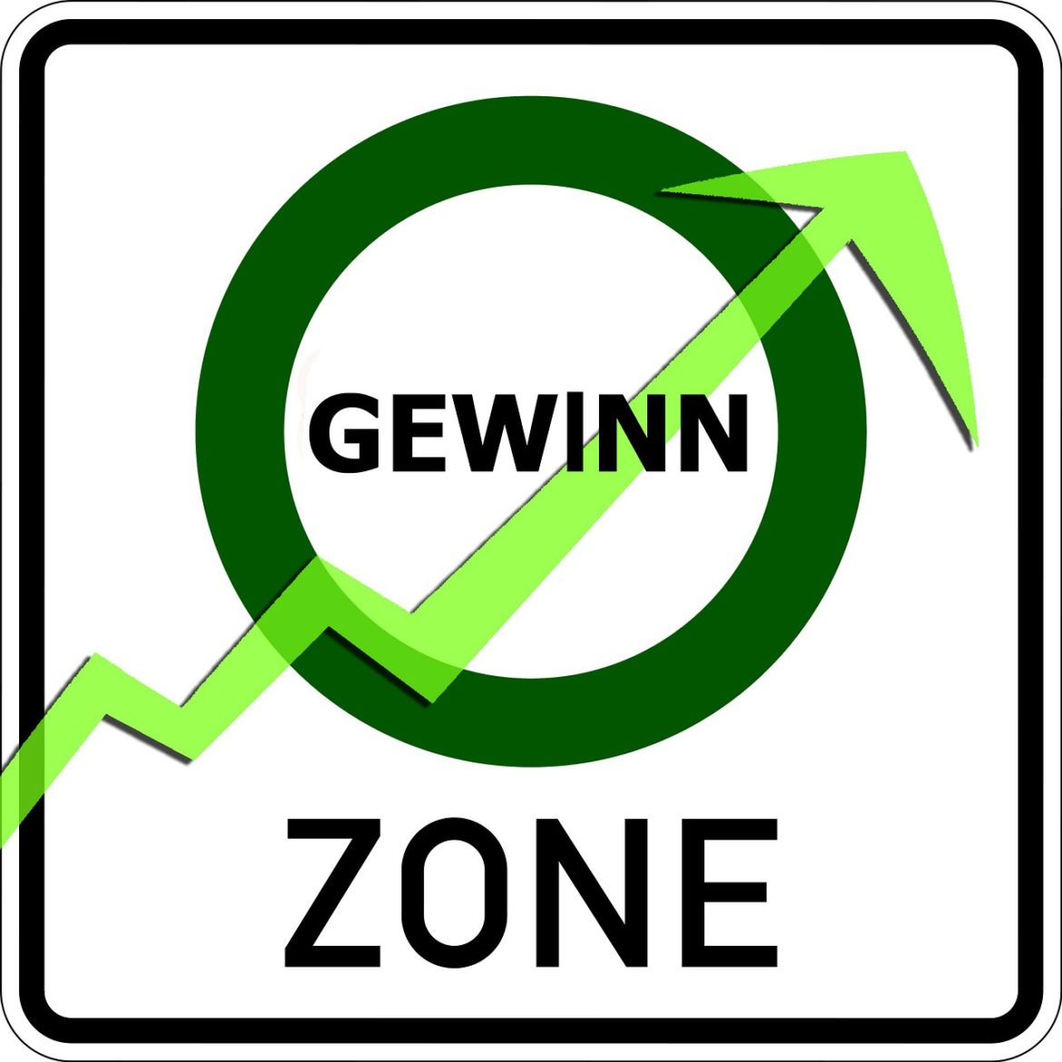 Schild „Gewinn Zone“